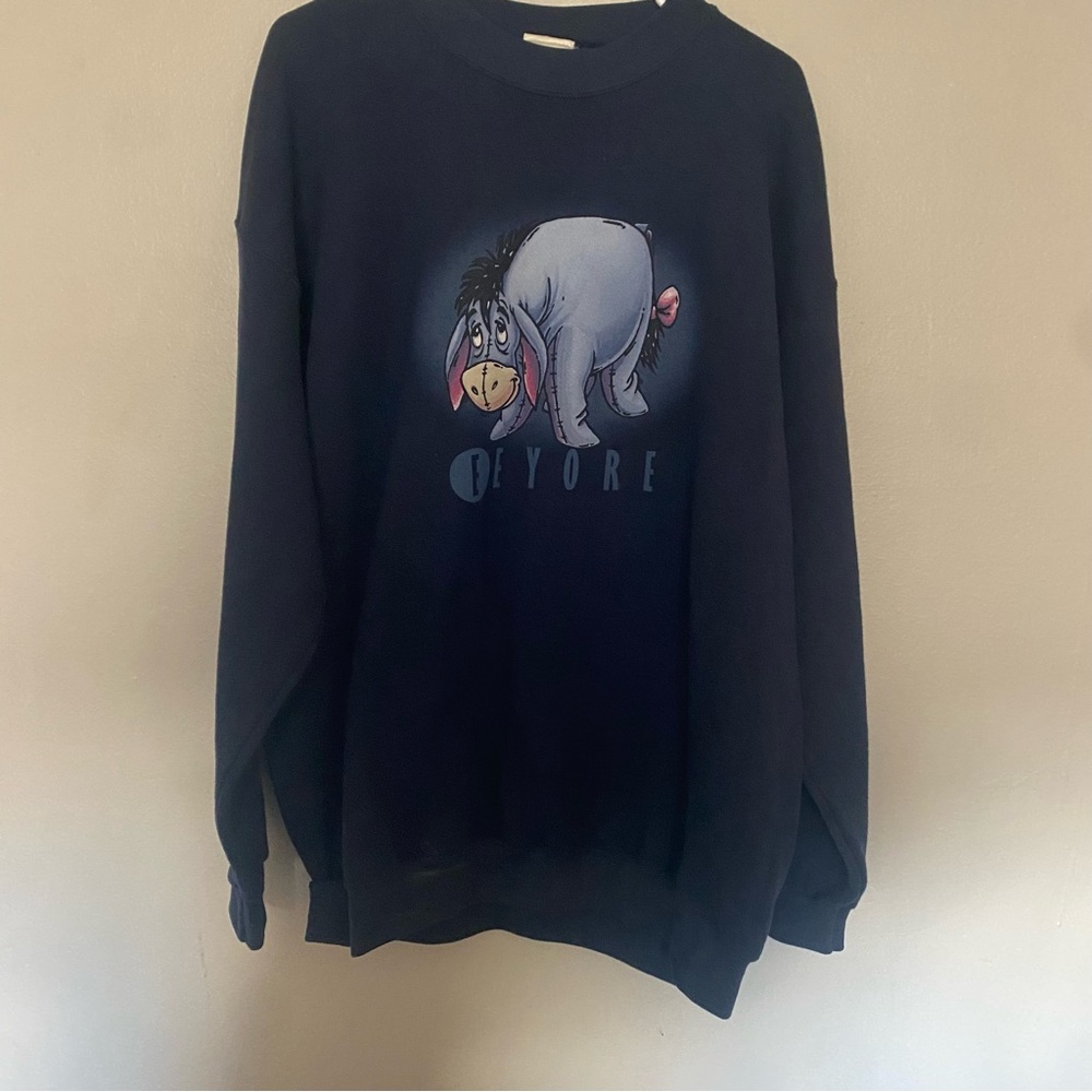 Vintage 90s Disney Store Eeyore Blue Crewneck Sweatshirt XL  Made In USA